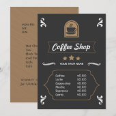 Carte de menu rétro pour café (Devant / Derrière)