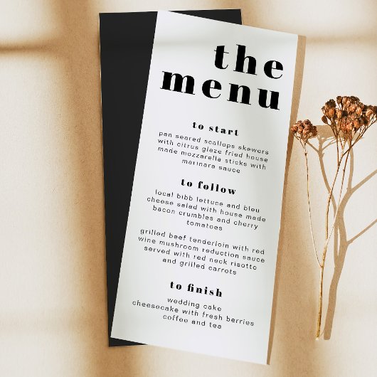 Carte de menu RILEY Gras Moderne Rétro Long Manger
