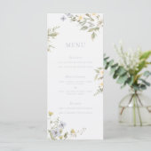 Carte de menu Romance fleur sauvage (Debout devant)
