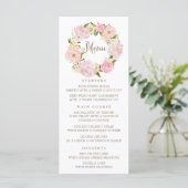 Carte de menu Romantic Blush Pink Peonies Wreath (Debout devant)