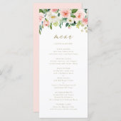 Carte de menu romantique à l'aquarelle avec fleurs (Devant / Derrière)