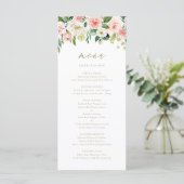 Carte de menu romantique à l'aquarelle avec fleurs (Debout devant)