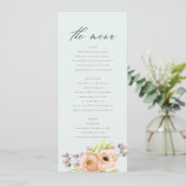 CARTE DE MENU ROMANTIQUE, PURPLE, FLORAL BLEU (Debout devant)