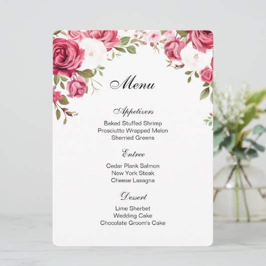 Carte de menu rose (Debout devant)