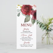 Carte de menu Rose Bourgogne (Debout devant)