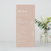 Carte de menu Rose de ligne Whimsical (Debout devant)