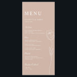 Carte de menu Rose de ligne Whimsical<br><div class="desc">Conçue pour se coordonner avec notre collection de Roses de ligne Whimsical, cette carte de menu personnalisable de correspondance comporte un dessin de ligne d'un rose avec lettrage classique sur arrière - plan de couleur latte rose. Pour une personnalisation plus avancée de cette conception, par exemple la modification de la...</div>
