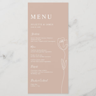 Carte de menu Rose de ligne Whimsical