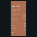 Carte de menu Rose de ligne Whimsical<br><div class="desc">Conçue pour se coordonner avec notre collection de Roses de ligne Whimsical, cette carte de menu personnalisable de correspondance comporte un dessin d'une ligne de rose avec lettrage classique sur arrière - plan couleur terre cuite. Pour une personnalisation plus avancée de cette conception, par exemple la modification de la disposition,...</div>