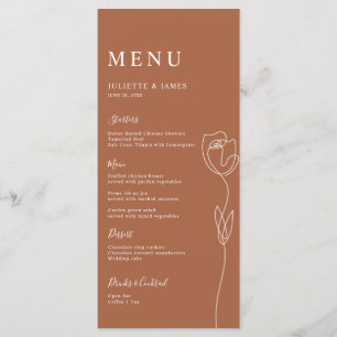 Carte de menu Rose de ligne Whimsical