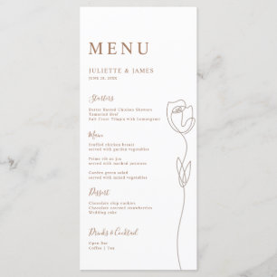Carte de menu Rose de ligne Whimsical