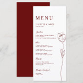 Carte de menu Rose de ligne Whimsical (Devant / Derrière)