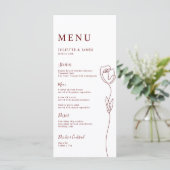 Carte de menu Rose de ligne Whimsical (Debout devant)