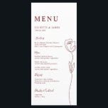 Carte de menu Rose de ligne Whimsical<br><div class="desc">Conçue pour se coordonner avec notre collection de Roses de ligne Whimsical, cette carte de menu personnalisable de correspondance comporte un dessin de ligne d'un rose avec lettrage classique. Pour une personnalisation plus avancée de cette conception, par exemple la modification de la disposition, de la police ou de la taille...</div>