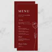 Carte de menu Rose de ligne Whimsical (Devant / Derrière)