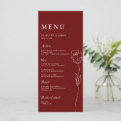 Carte de menu Rose de ligne Whimsical (Debout devant)