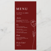 Carte de menu Rose de ligne Whimsical (Devant)