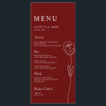 Carte de menu Rose de ligne Whimsical<br><div class="desc">Conçue pour se coordonner avec notre collection de Roses de ligne Whimsical, cette carte de menu personnalisable assortie comprend un dessin d'un rose avec lettrage classique sur arrière - plan couleur vin. Pour une personnalisation plus avancée de cette conception, par exemple la modification de la disposition, de la police ou...</div>