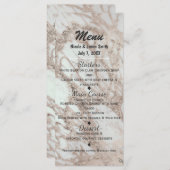 Carte de menu Rose en verre de marbre Pink Gold Si (Devant / Derrière)