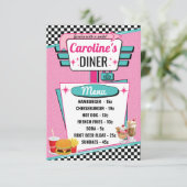 Carte de menu rose et sarcelle Diner Rétro des ann (Debout devant)
