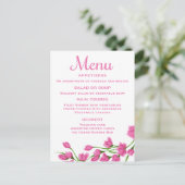 Carte de Menu Rose Florale Fuchsia & Fleurs Blanch (Debout devant)