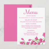 Carte de Menu Rose Florale Fuchsia & Fleurs Blanch (Devant / Derrière)