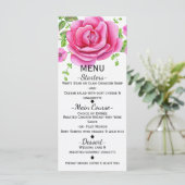 Carte de menu rose florale shabby chic (Debout devant)