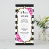 Carte de menu Rose Gold et Noir Blanc (Debout devant)
