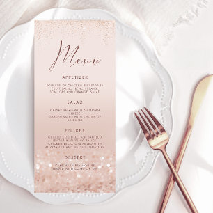 Carte de menu Rose Gold Glitter pour Baby Shower
