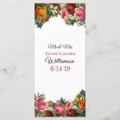 Carte de menu Rose Mariage de la Bourgogne décorat (Dos)