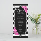 Carte de menu Rose Noir Blanc Argent (Debout devant)