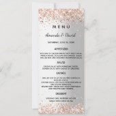 Carte de menu rose or mariage (Devant)