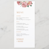Carte de menu rose Peony Flowers (Devant)
