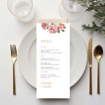 Carte de menu rose Peony Flowers<br><div class="desc">Conçu pour se coordonner avec notre Collection Rose Peony, cette carte de menu propose de superbes bouquets de rose et de pivoine sur arrière - plan blanc avec texte classique. Les couleurs vives des roses sur arrière - plan noir rendent la carte attrayante et unique. Pour une personnalisation plus avancée...</div>