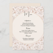 Carte de menu Roses blanches vintage (Devant / Derrière)