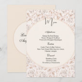 Carte de menu Roses blanches vintages (Devant / Derrière)