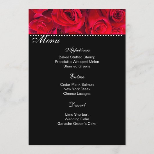Carte de menu Roses rouges (Devant)