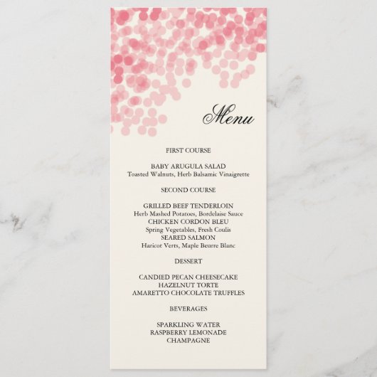 Carte de menu Rosy Light Douche (Devant)