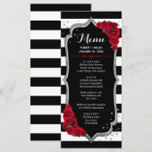 Carte de menu Rouge Noir Blanc Argent (Devant / Derrière)