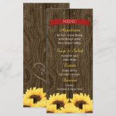 CARTE DE MENU ROUGE RUSTIQUE SUNLOWER (Devant / Derrière)