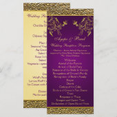 Carte de menu Royal Purple and Gold Floral (Devant / Derrière)