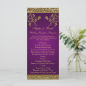 Carte de menu Royal Purple and Gold Floral (Debout devant)