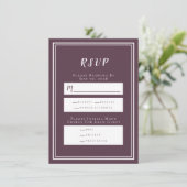 Carte de menu RSVP minimaliste pour mariage violet (Debout devant)