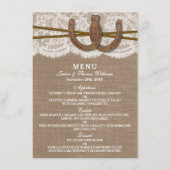 Carte de menu Rustic Horseshoe Mariage Collection (Devant)