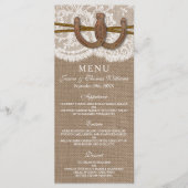 Carte de menu Rustic Horseshoe Mariage Collection (Devant)