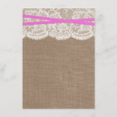 Carte de menu Rustic Pink Bow Mariage Collection (Dos)