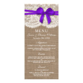 Carte de menu Rustic Purple Bow Mariage Collection (Devant)