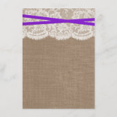 Carte de menu Rustic Purple Bow Mariage Collection (Dos)