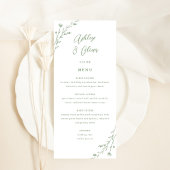 Carte de menu Rustic Sage Green Botanical Mariage
