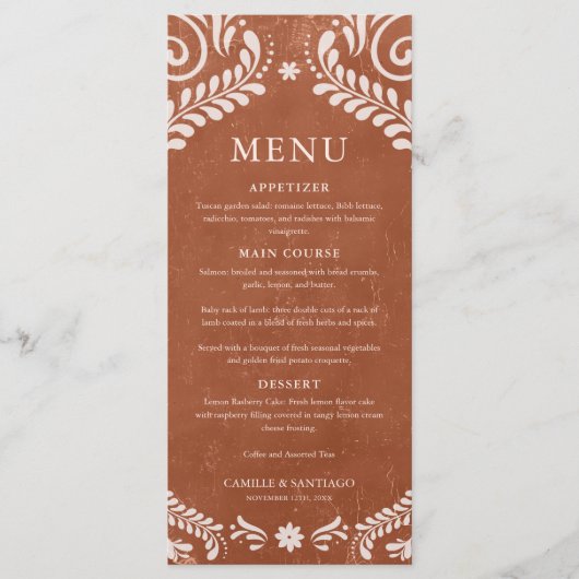 Carte de menu Rustic Terracotta Mexico (Devant)